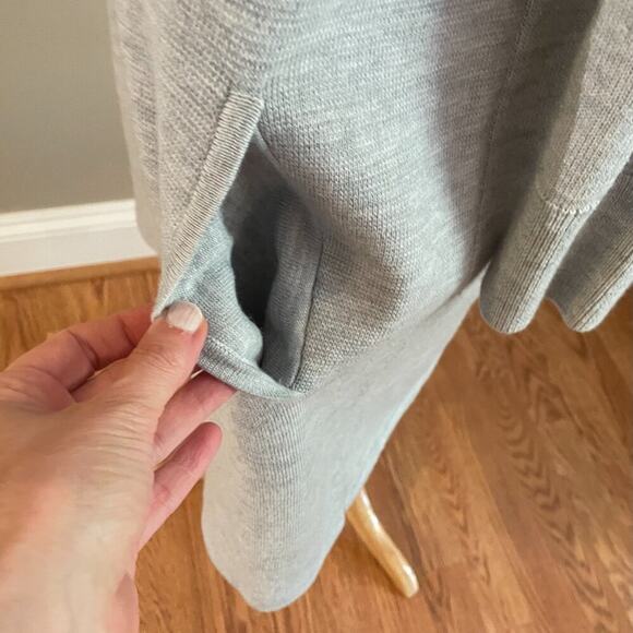 Talbots Gray Merino Wool Blend Long Cardigan Coat / Duster Open Front, Size LP - Picture 6 of 10